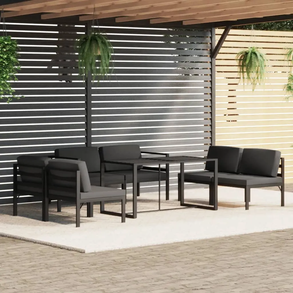 vidaXL Set Divani da Giardino 7 pz con Cuscini in Alluminio Antracite