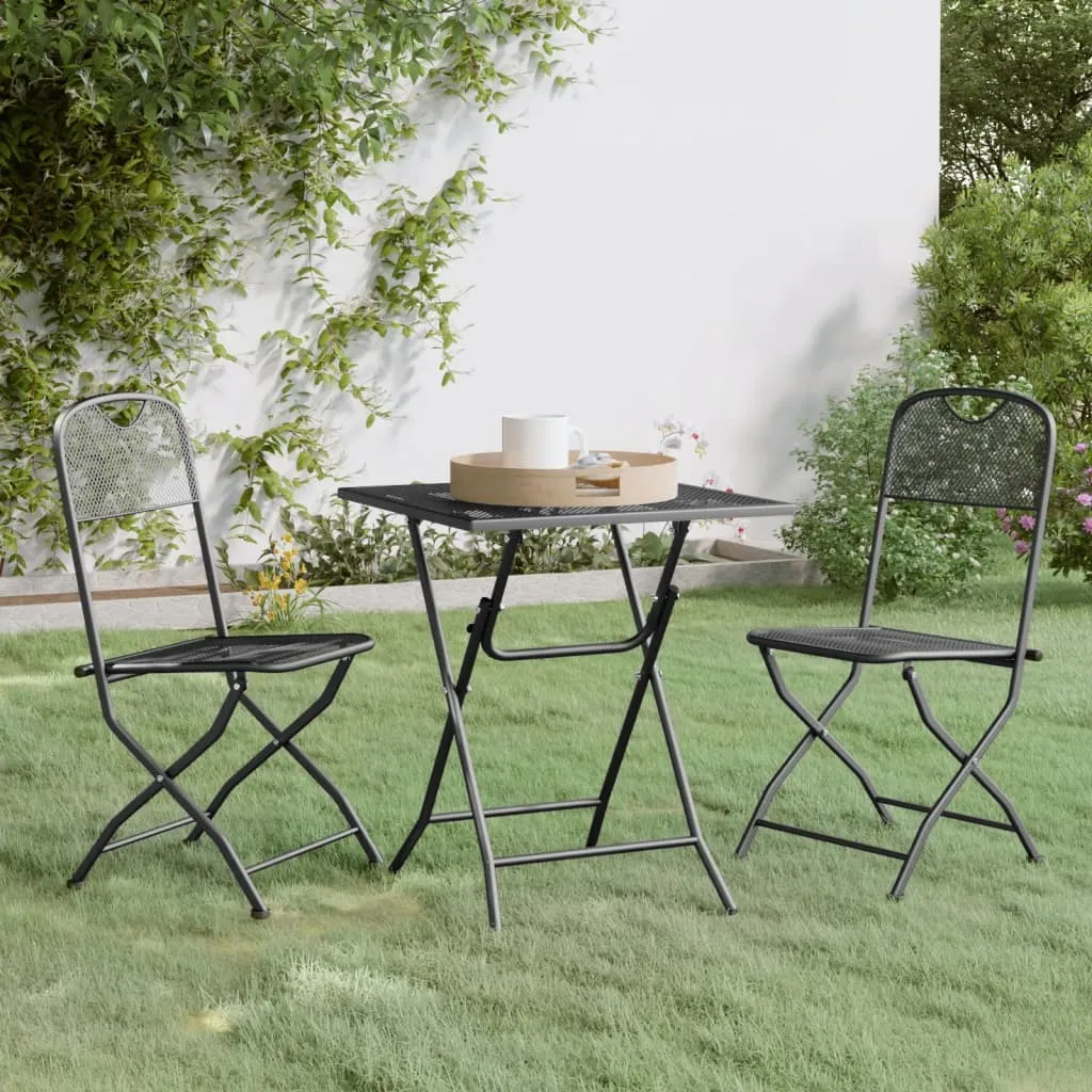 vidaXL Set da Pranzo per Giardino 3pz Rete Metallica Espansa Antracite