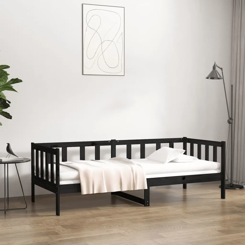 vidaXL Dormeuse Nera 90x190 cm in Legno Massello di Pino