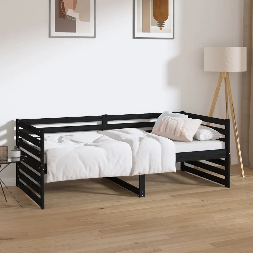 vidaXL Dormeuse Nera 90x190 cm in Legno Massello di Pino