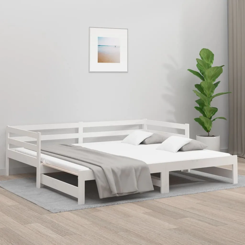 vidaXL Dormeuse Estraibile Bianca 2x(90x190) cm Legno Massello di Pino