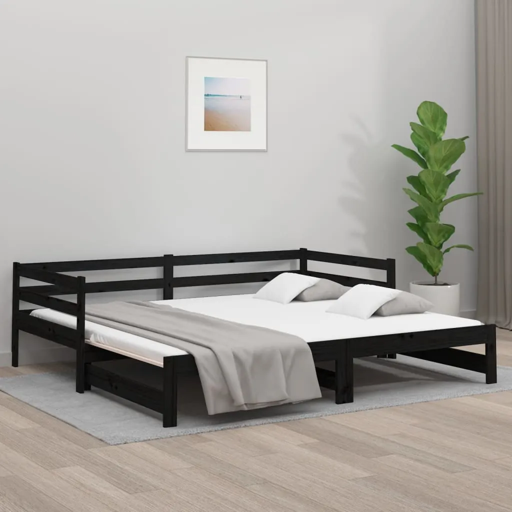 vidaXL Dormeuse Estraibile Nera 2x(90x190) cm Legno Massello di Pino