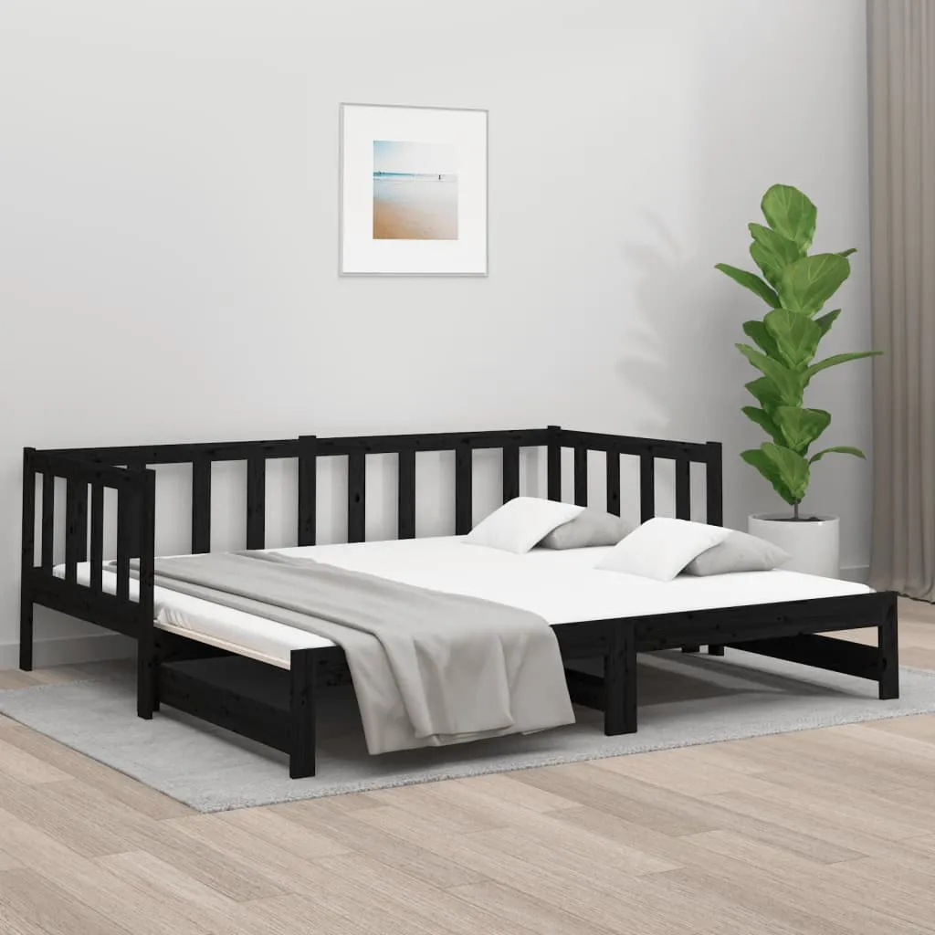 vidaXL Dormeuse Estraibile Nera 2x(90x190) cm Legno Massello di Pino