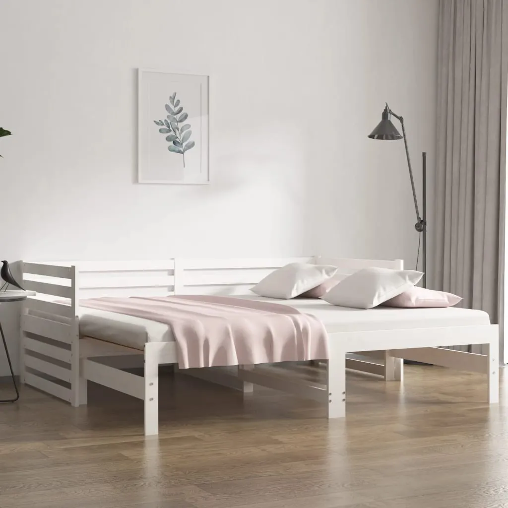 vidaXL Dormeuse Estraibile Bianca 2x(90x190) cm Legno Massello di Pino