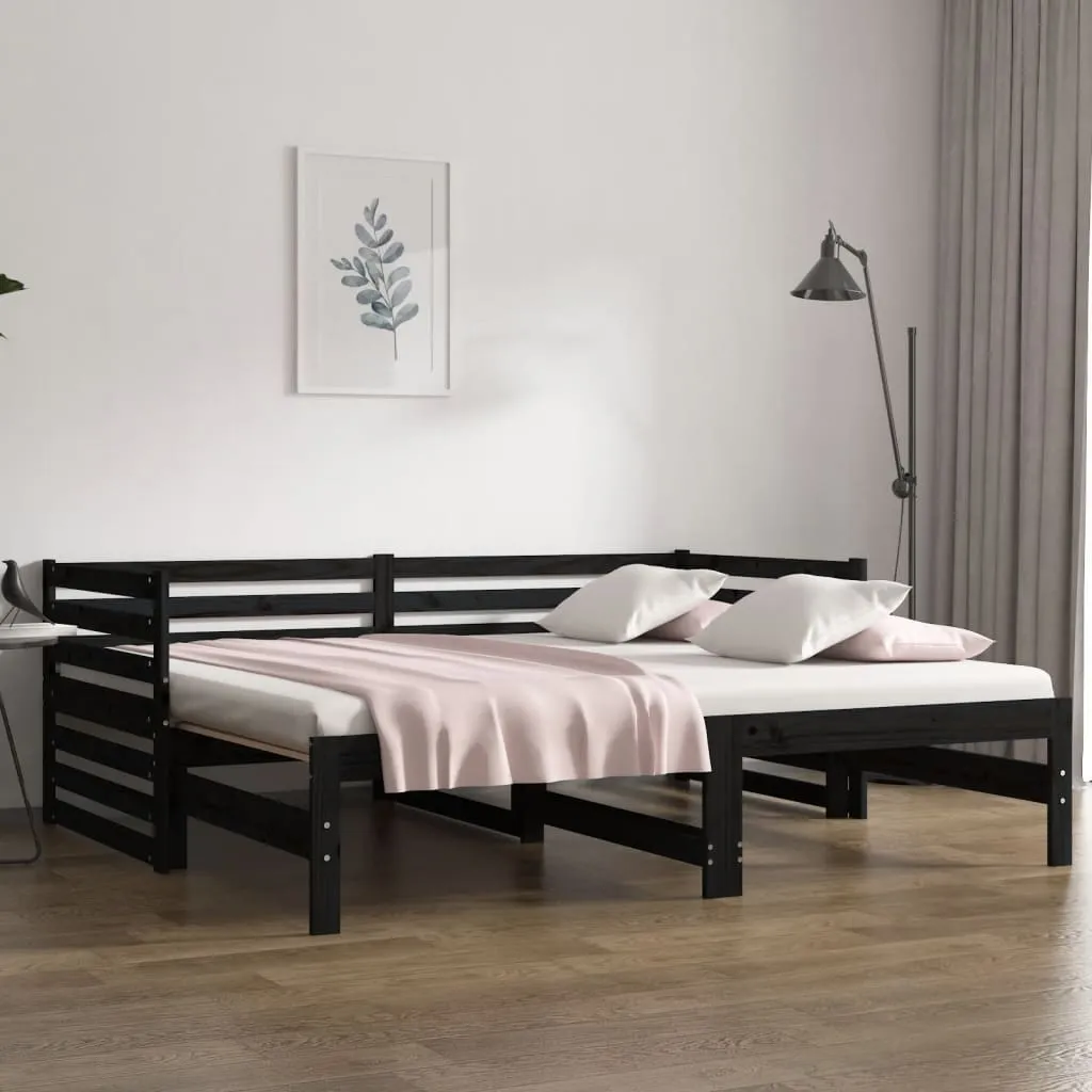 vidaXL Dormeuse Estraibile Nera 2x(90x190) cm Legno Massello di Pino