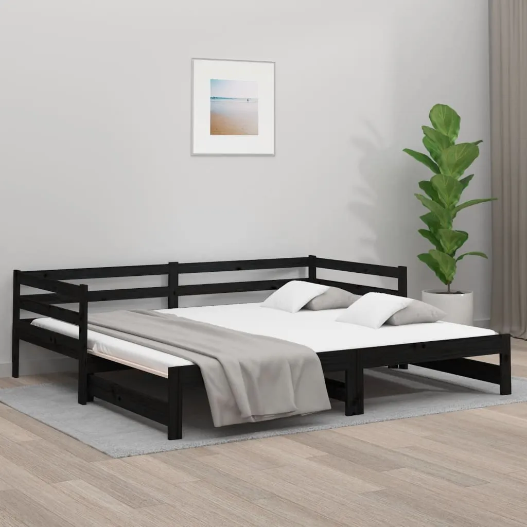 vidaXL Dormeuse Estraibile Nera 2x(80x200) cm Legno Massello di Pino