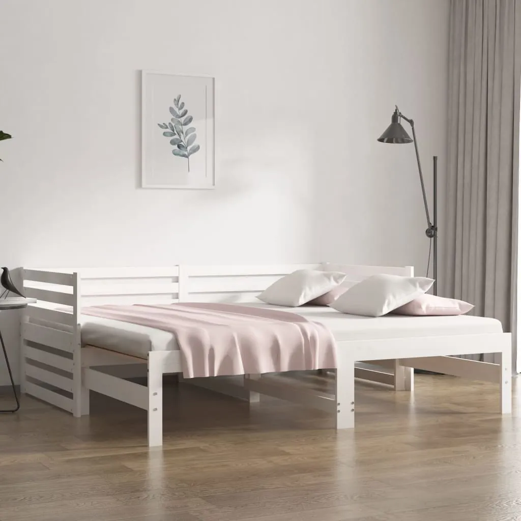 vidaXL Dormeuse Estraibile Bianca 2x(80x200) cm Legno Massello di Pino