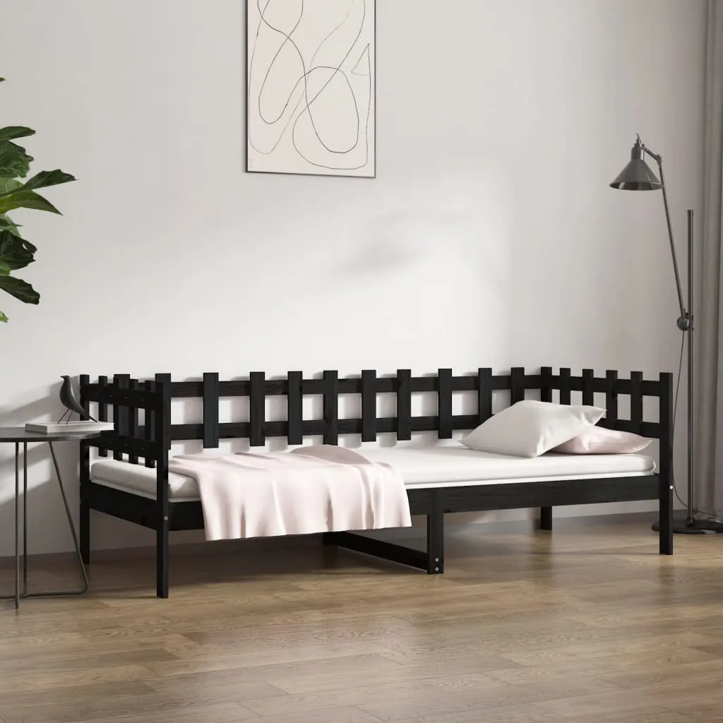 vidaXL Dormeuse Nera 80x200 cm in Legno Massello di Pino