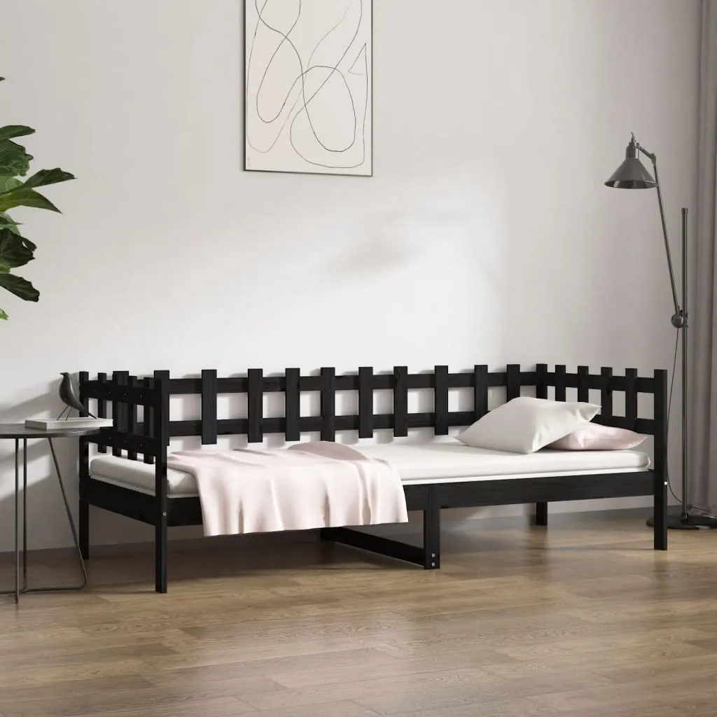 vidaXL Dormeuse Nera 90x200 cm in Legno Massello di Pino