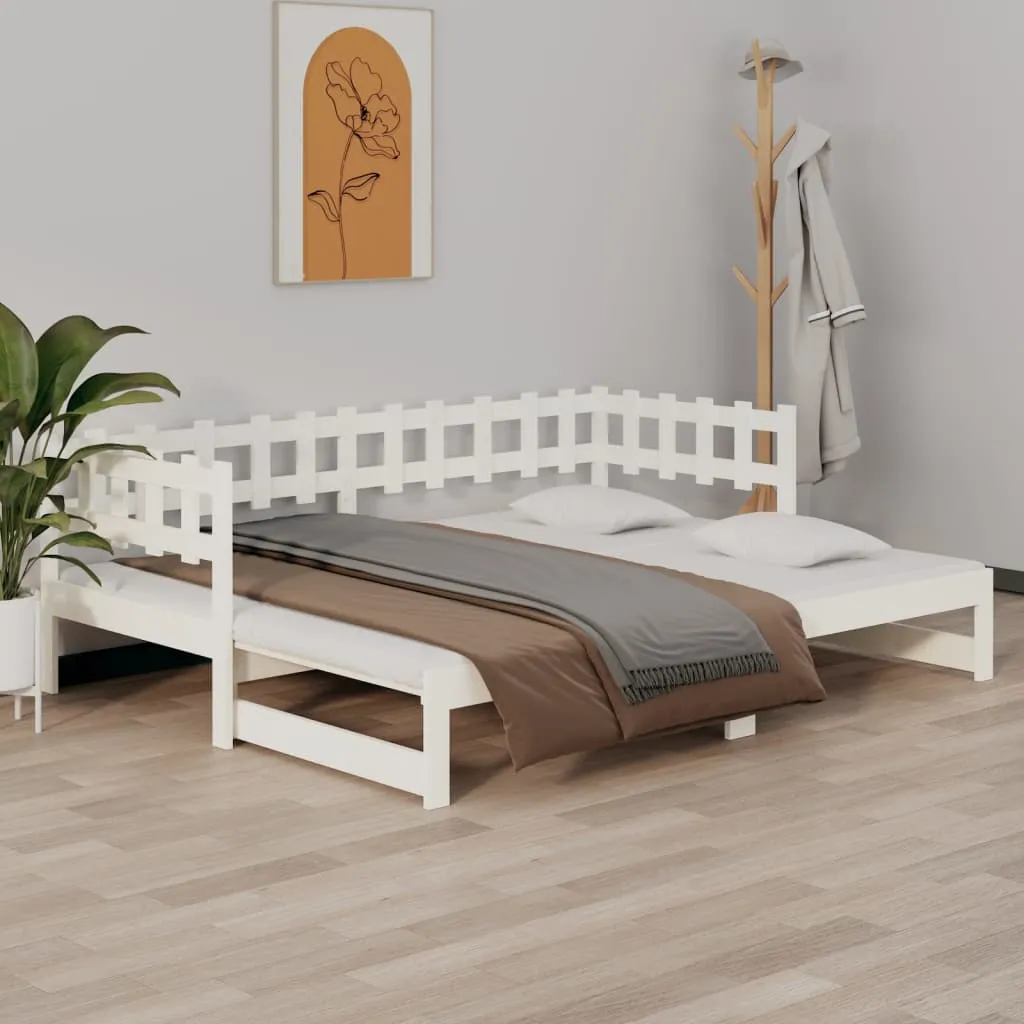 vidaXL Dormeuse Estraibile Bianca 2x(80x200) cm Legno Massello di Pino