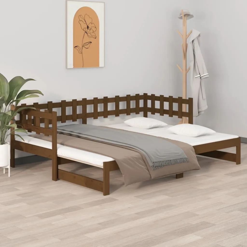 vidaXL Dormeuse Estraibile Miele 2x(80x200) cm Legno Massello di Pino