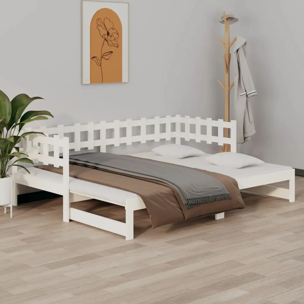 vidaXL Dormeuse Estraibile Bianca 2x(90x200) cm Legno Massello di Pino