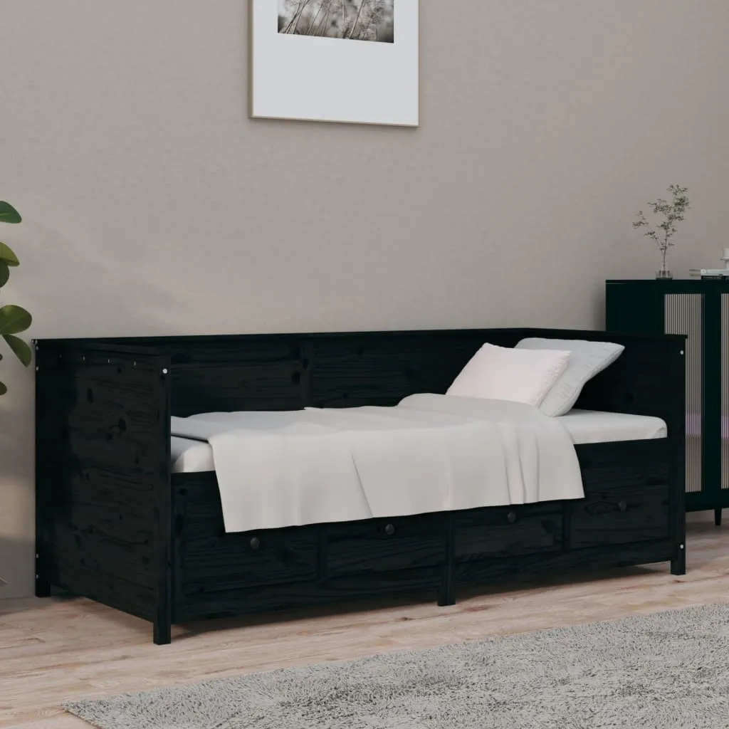 vidaXL Dormeuse Nera 100x200 cm in Legno Massello di Pino