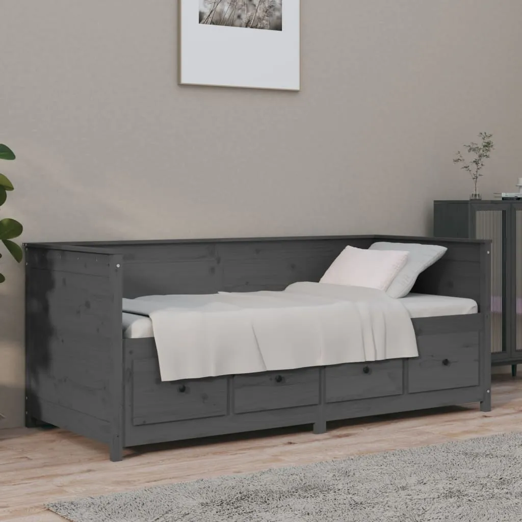 vidaXL Dormeuse Grigia 90x190 cm in Legno Massello di Pino