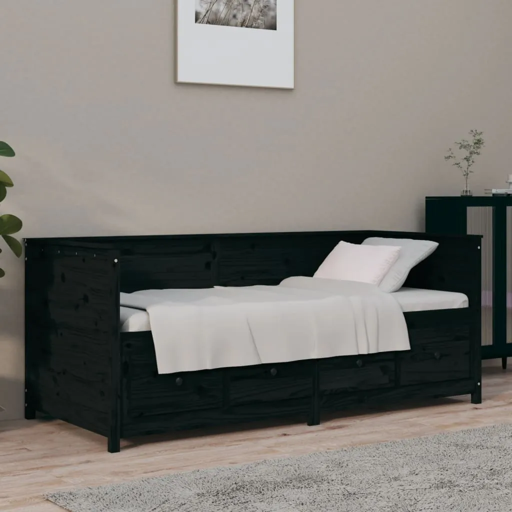 vidaXL Dormeuse Nera 90x190 cm in Legno Massello di Pino