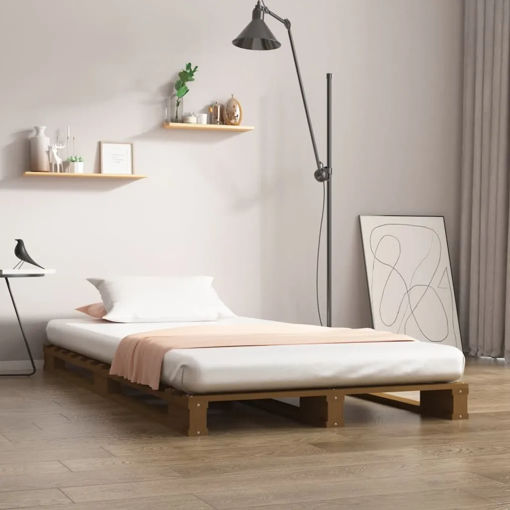 vidaXL Letto a Pallet Miele 100x200 cm in Legno Massello di Pino