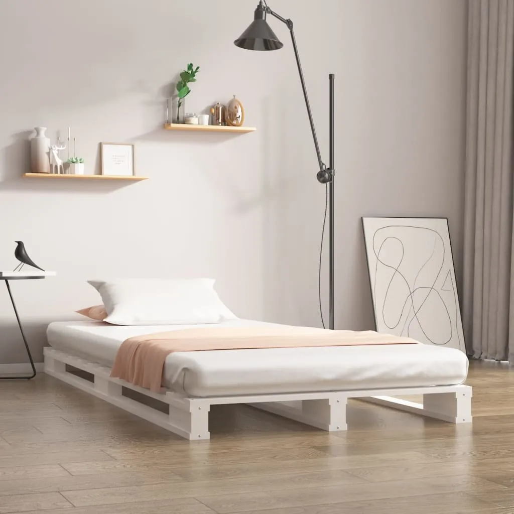 vidaXL Letto a Pallet Bianco 90x190 cm Single Legno Massello di Pino