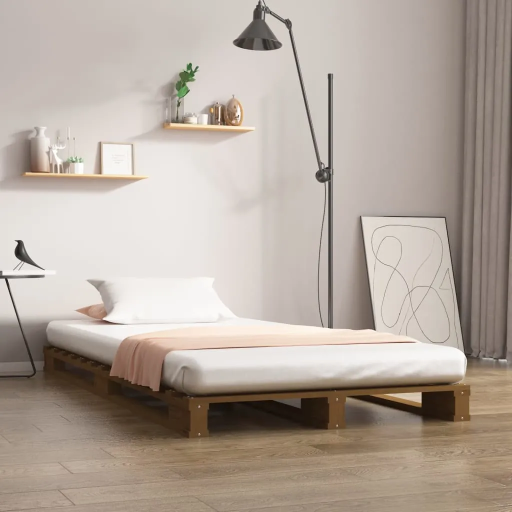 vidaXL Letto a Pallet Miele 90x190 cm Single in Legno Massello di Pino