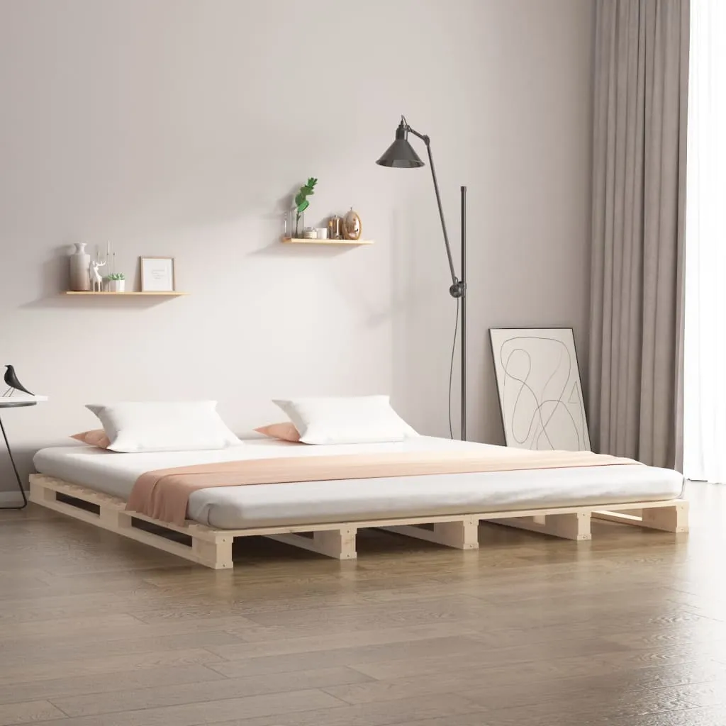 vidaXL Letto a Pallet 135x190 cm Double Legno Massello di Pino