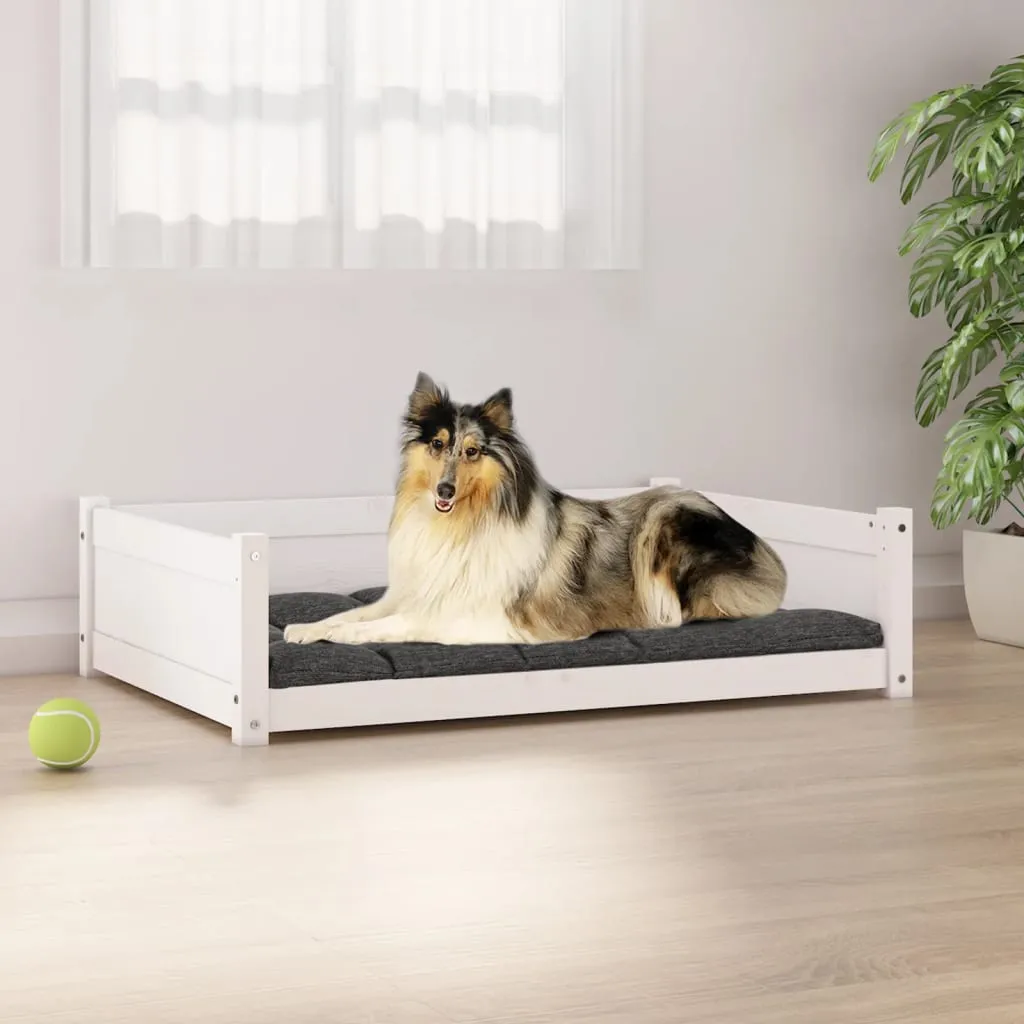 vidaXL Cuccia per Cani Bianca 95,5x65,5x28cm in Legno Massello di Pino