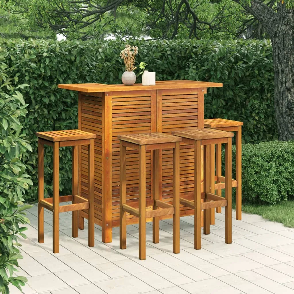 vidaXL Set da Bar per Giardino 5 pz in Legno Massello di Acacia