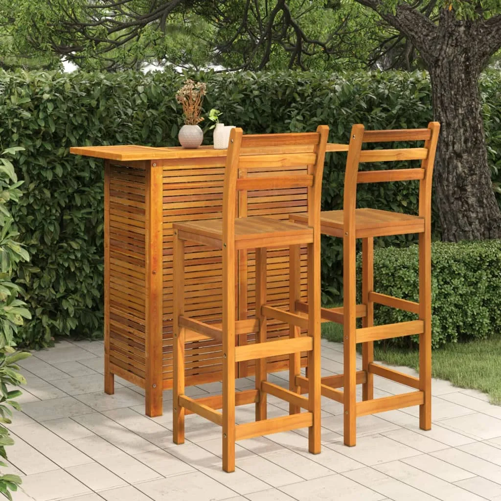 vidaXL Set da Bar per Giardino 3 pz in Legno Massello di Acacia