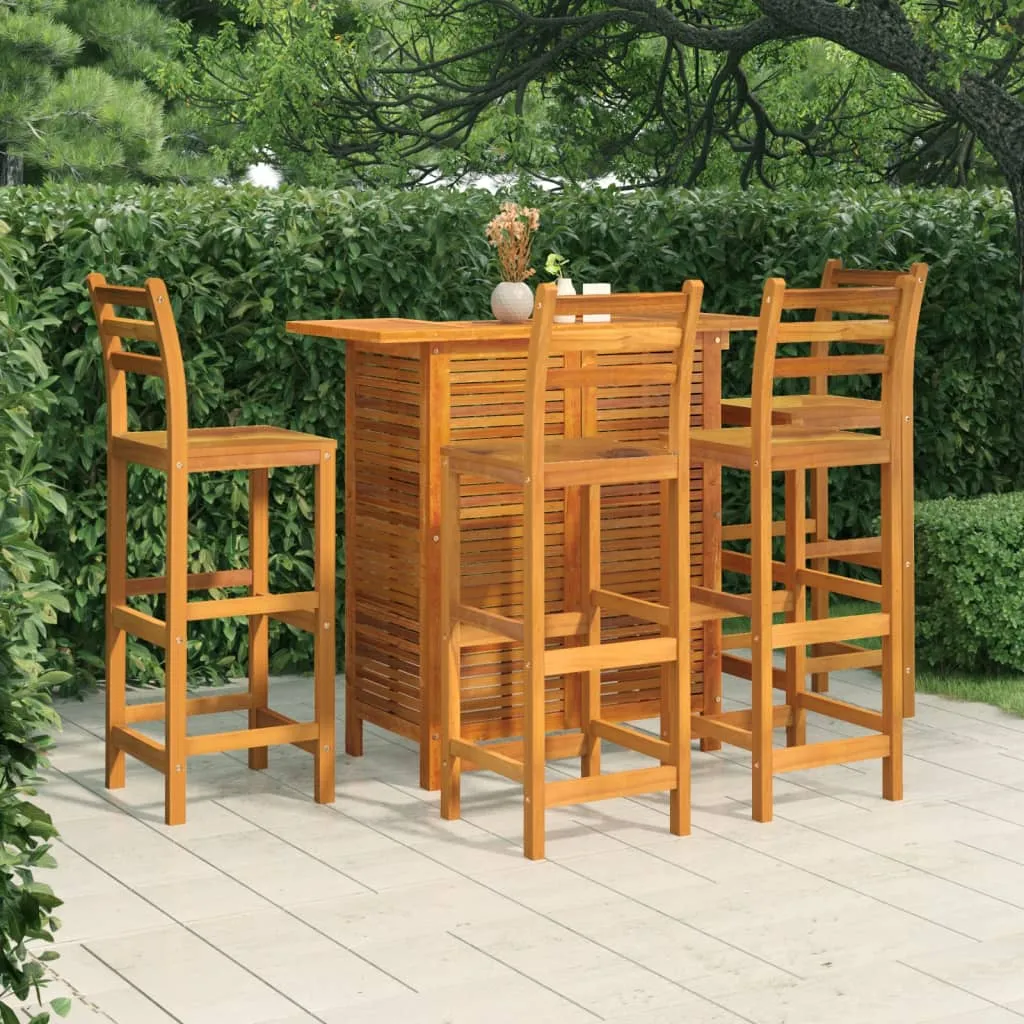 vidaXL Set da Bar per Giardino 5 pz in Legno Massello di Acacia