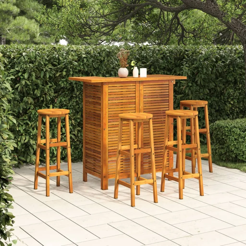 vidaXL Set da Bar per Giardino 5 pz in Legno Massello di Acacia