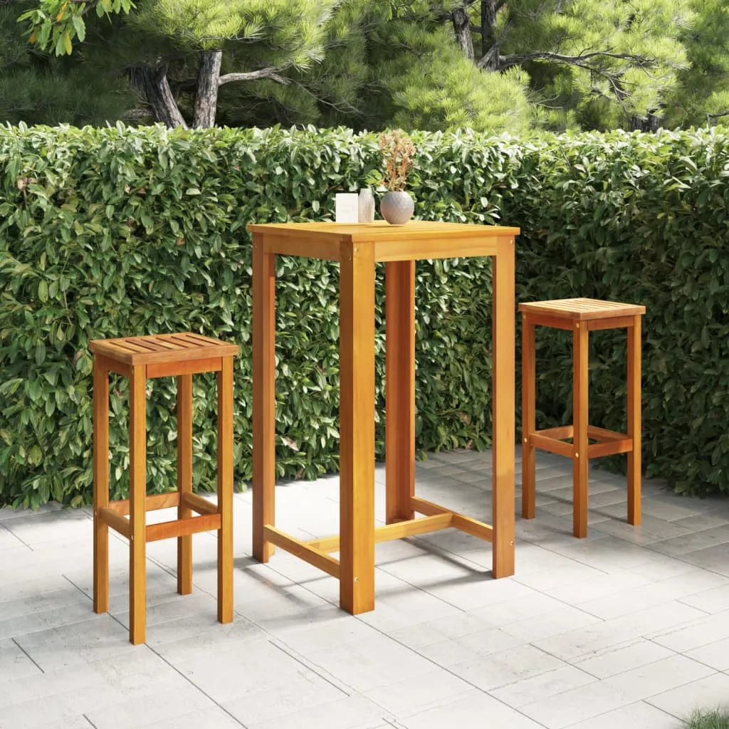 vidaXL Set da Bar per Giardino 3 pz Legno Massello di Acacia