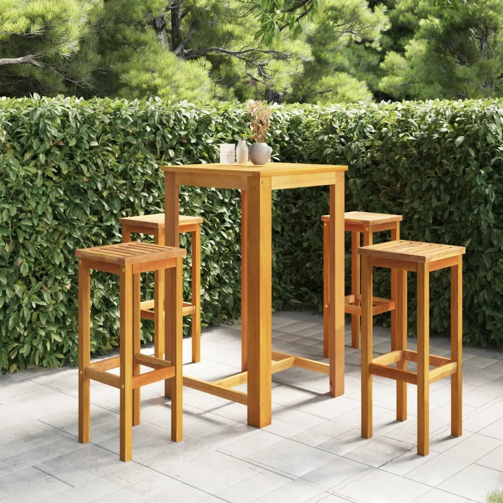 vidaXL Set da Bar per Giardino 5 pz Legno Massello di Acacia