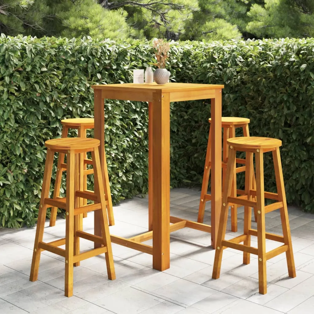 vidaXL Set da Bar per Giardino 5 pz Legno Massello di Acacia