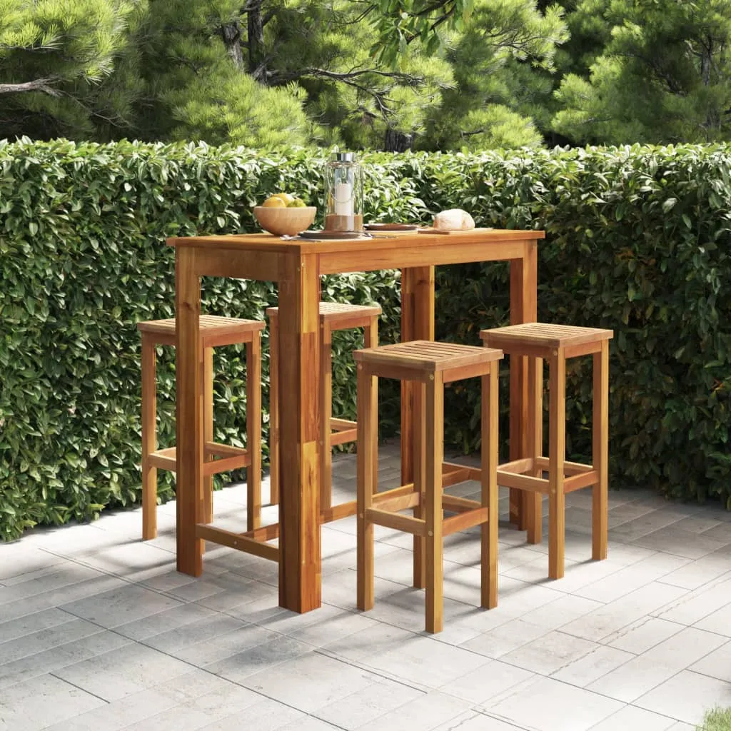 vidaXL Set da Bar per Giardino 5 pz in Legno Massello di Acacia