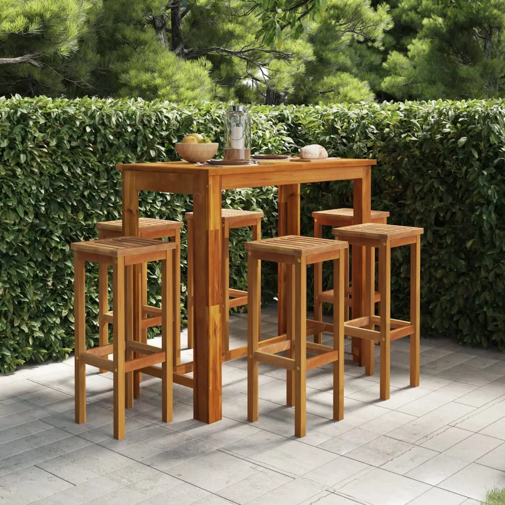 vidaXL Set da Bar per Giardino 7 pz in Legno Massello di Acacia