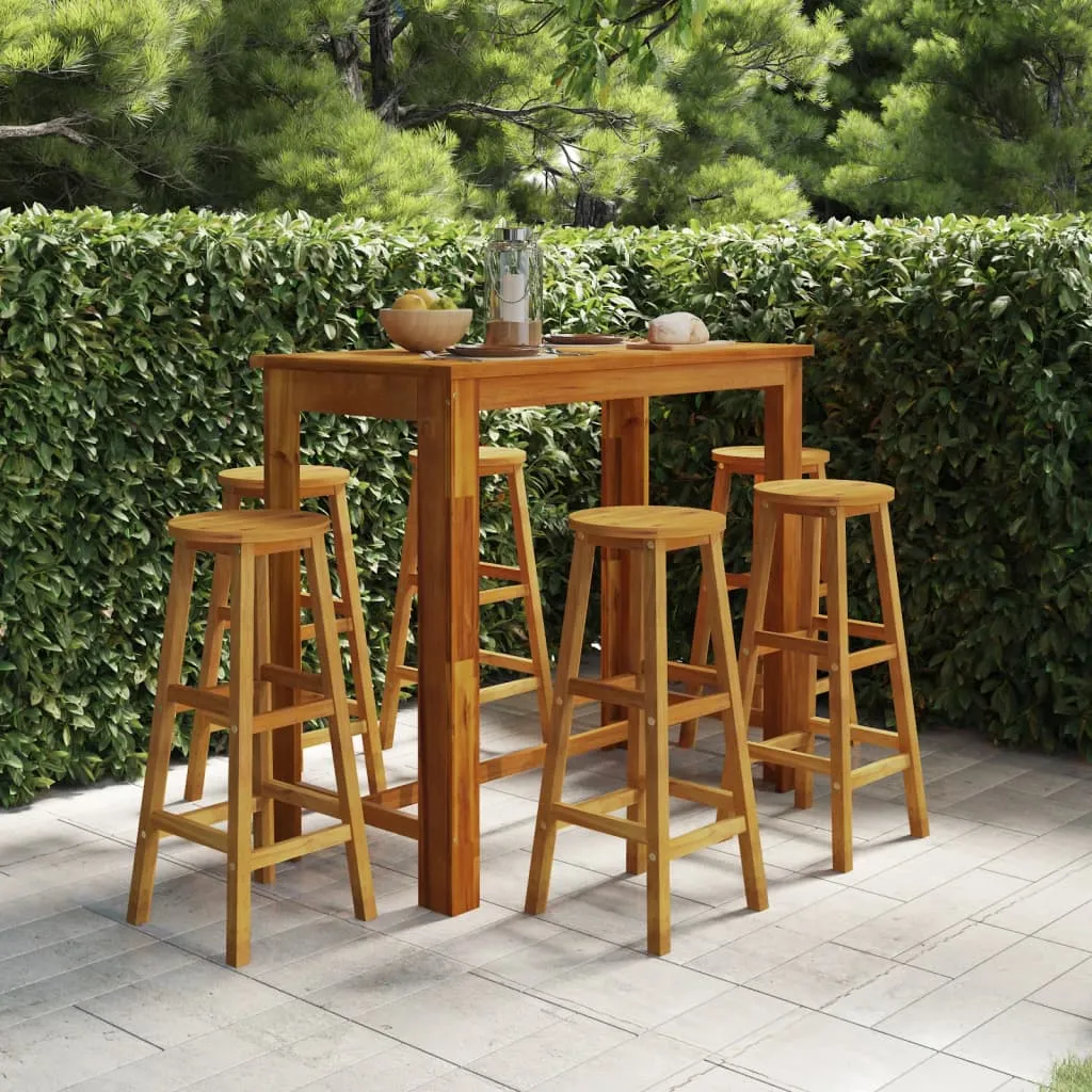 vidaXL Set da Bar per Giardino 7 pz in Legno Massello di Acacia