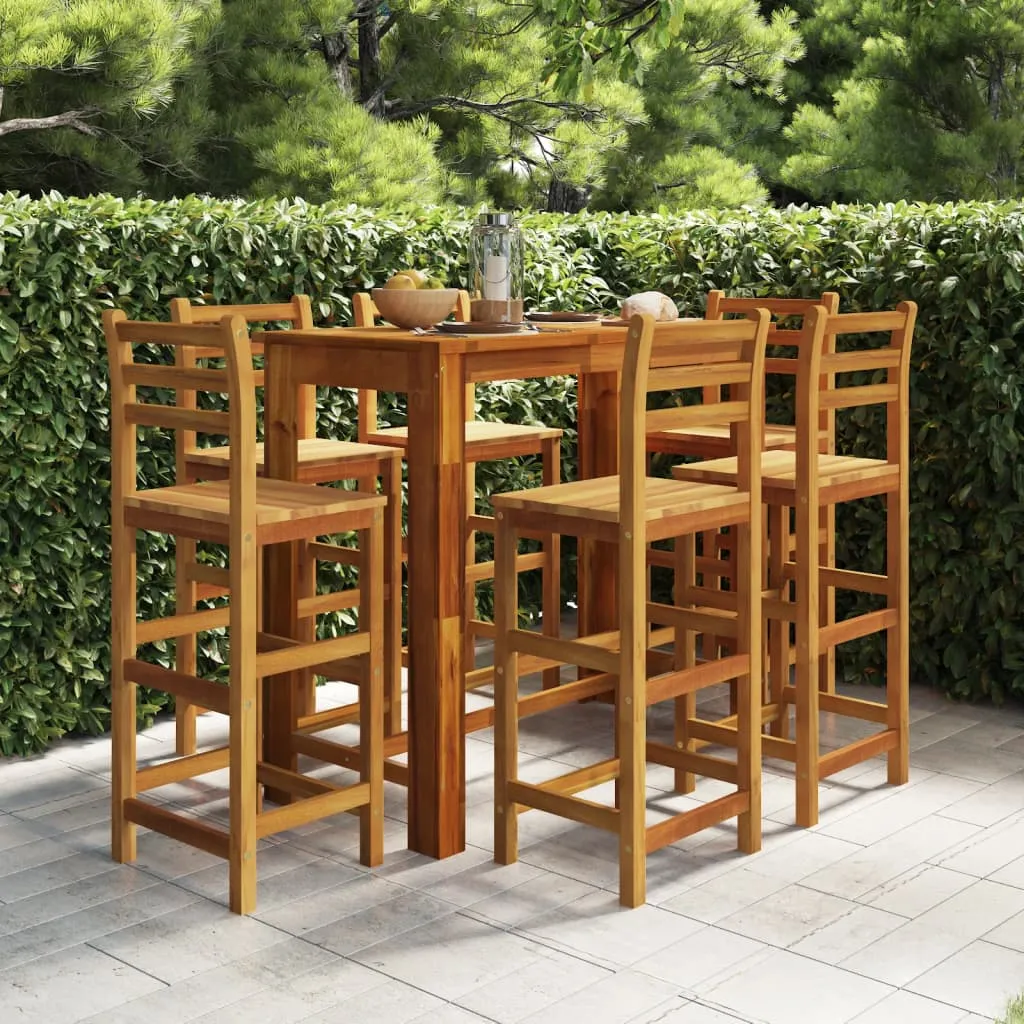 vidaXL Set da Bar per Giardino 7 pz in Legno Massello di Acacia