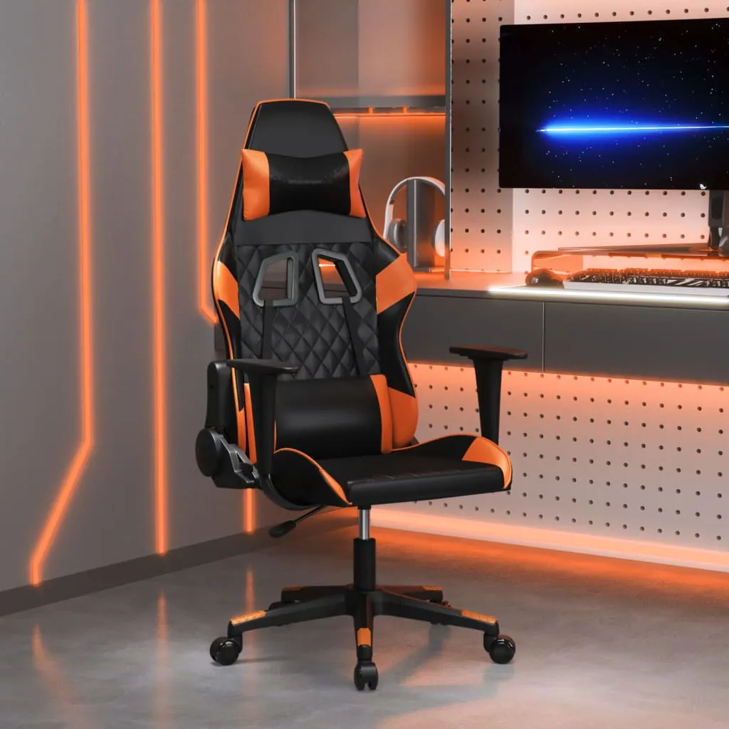 vidaXL Sedia da Gaming Massaggiante Nero e Arancione in Similpelle