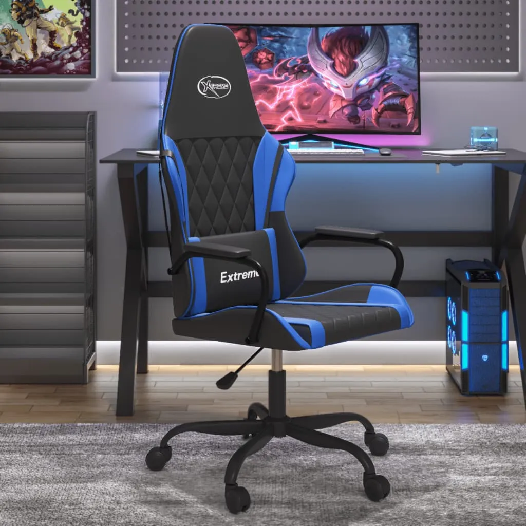 vidaXL Sedia da Gaming Massaggiante Nero e Blu in Similpelle