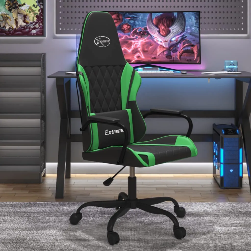 vidaXL Sedia da Gaming Massaggiante Nero e Verde in Similpelle