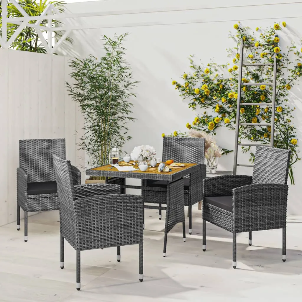 vidaXL Set da Pranzo per Esterni 5 pz in Polyrattan Grigio