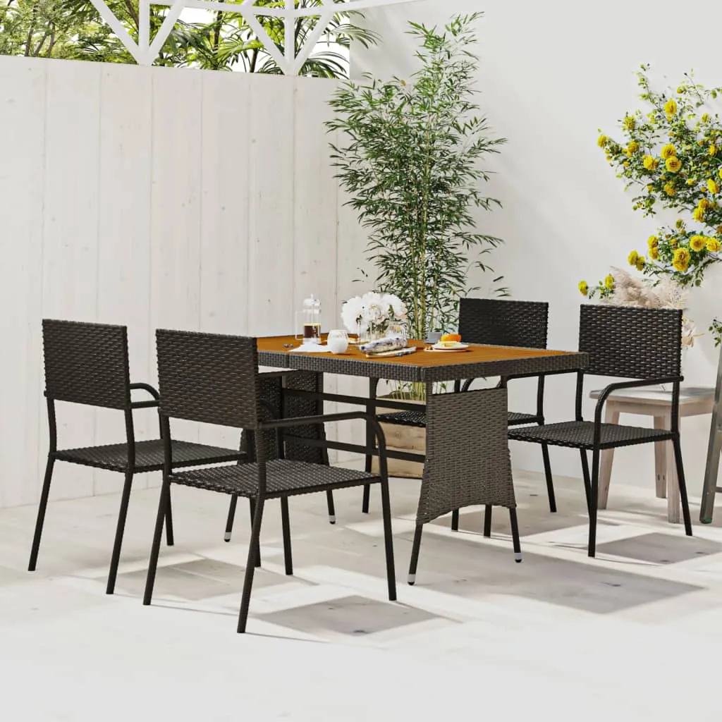 vidaXL Set da Pranzo per Esterni 5 pz in Polyrattan Nero