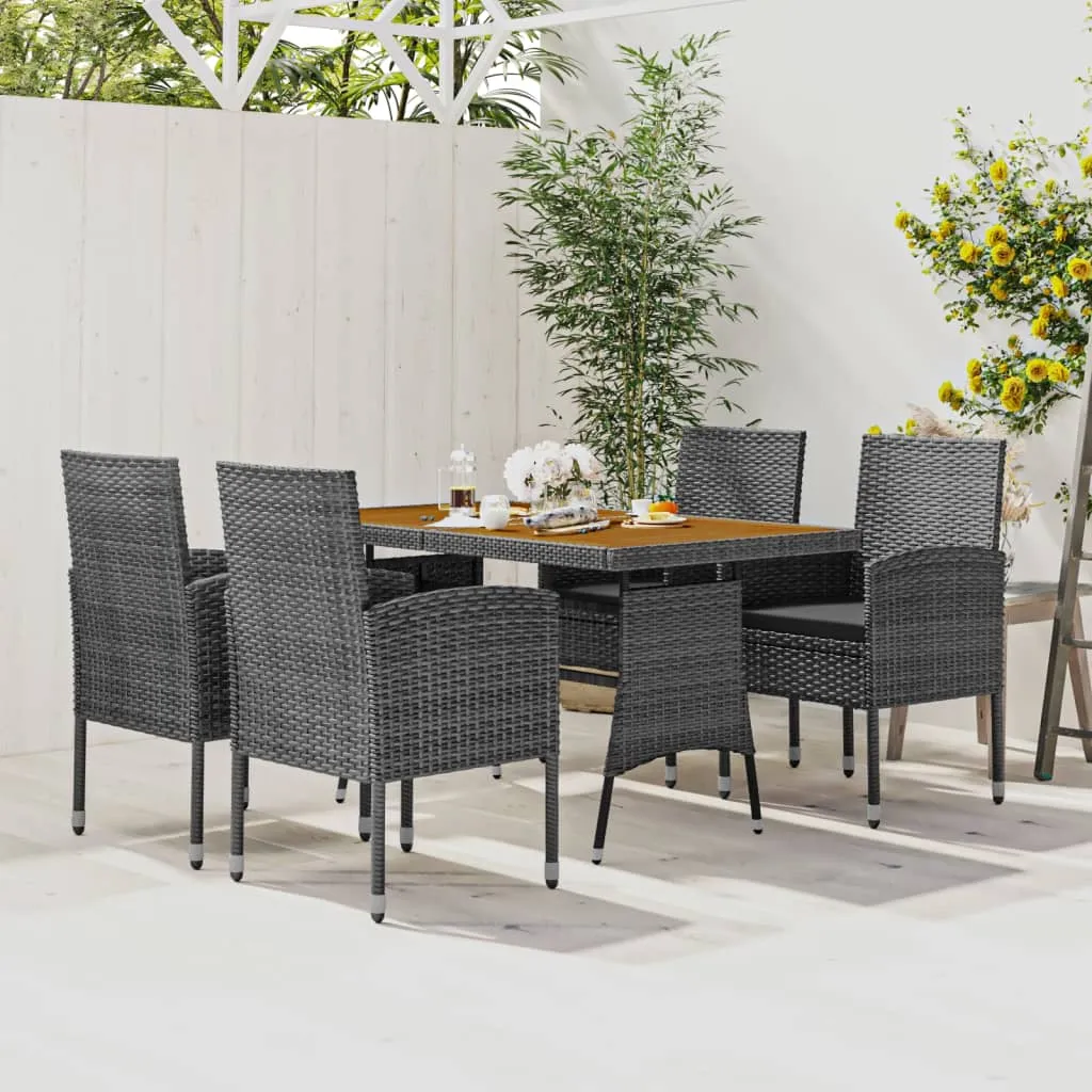 vidaXL Set da Pranzo per Esterni 5 pz in Polyrattan Grigio