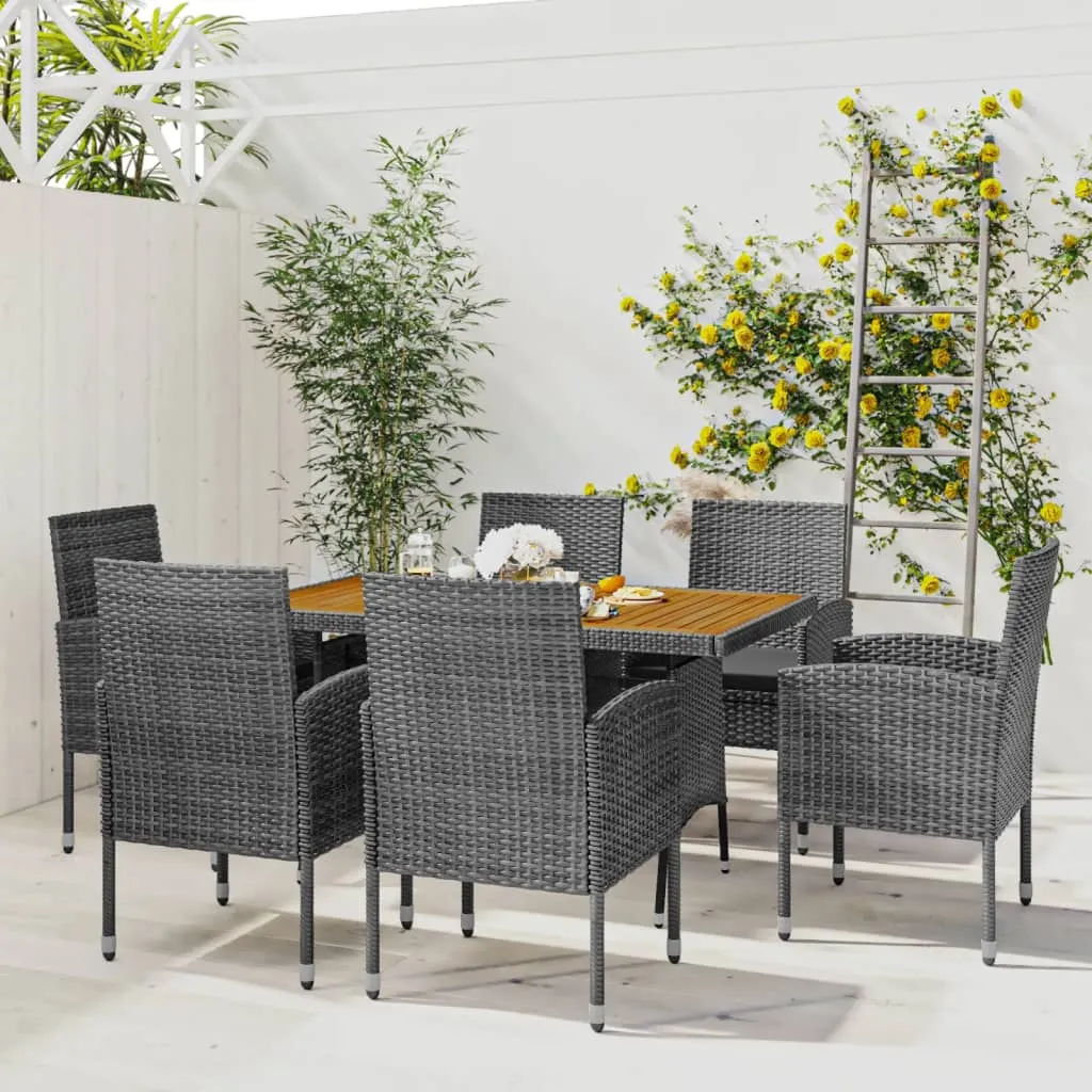 vidaXL Set da Pranzo per Esterni 7 pz in Polyrattan Grigio