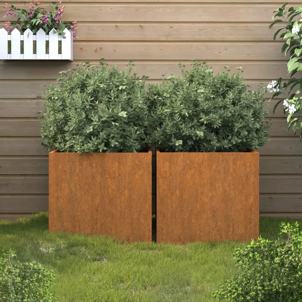 vidaXL Fioriere 2 pz 32x30x29 cm Acciaio Corten