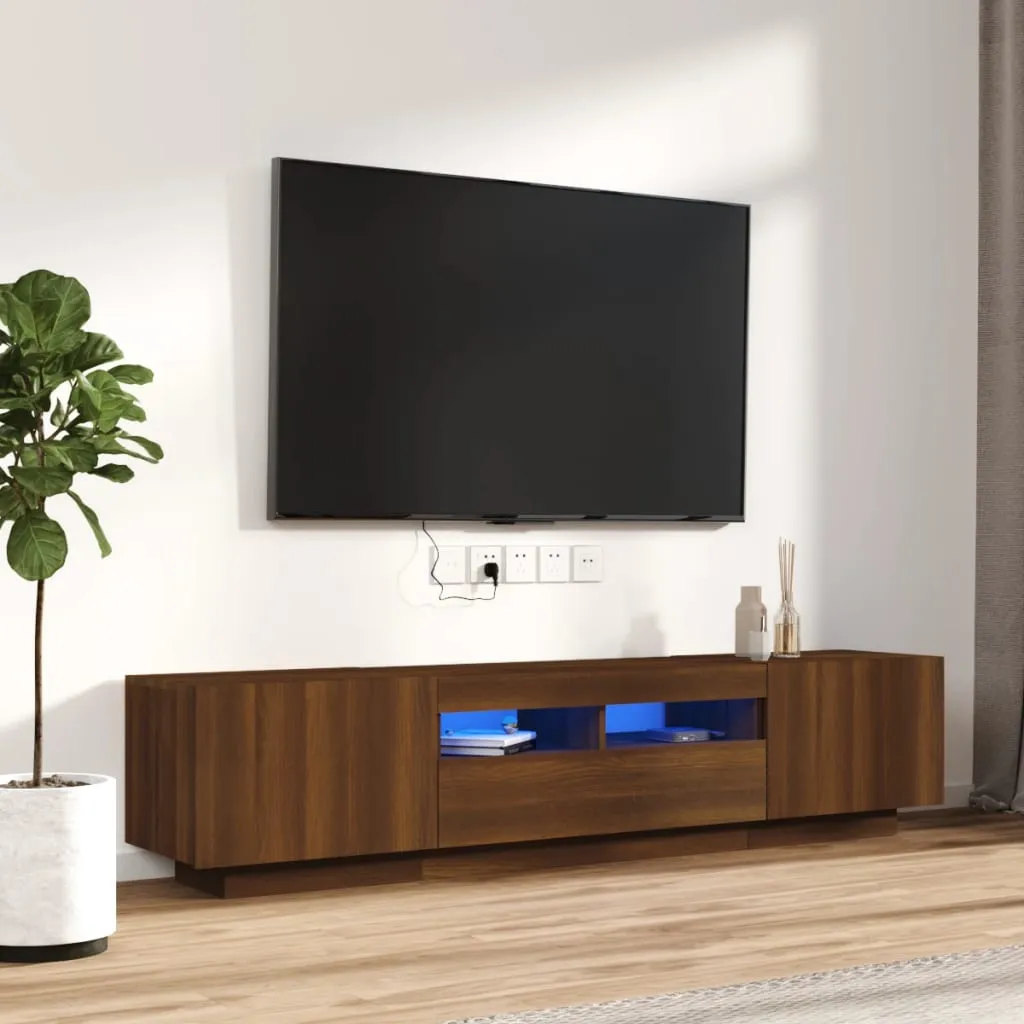 vidaXL Set Mobili TV 2pz con Luci LED Rovere Marrone Legno Multistrato