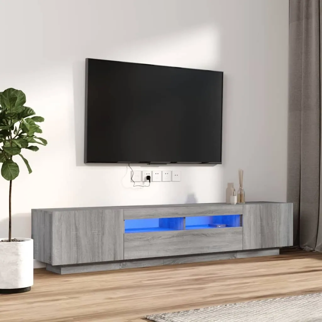 vidaXL Set Mobili TV 2 pz con Luci LED Grigio Sonoma Legno Multistrato