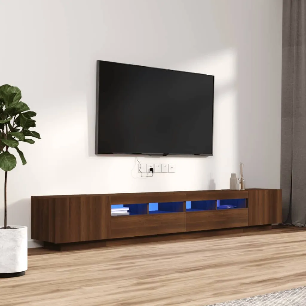 vidaXL Set Mobili TV 3pz con Luci LED Rovere Marrone Legno Multistrato