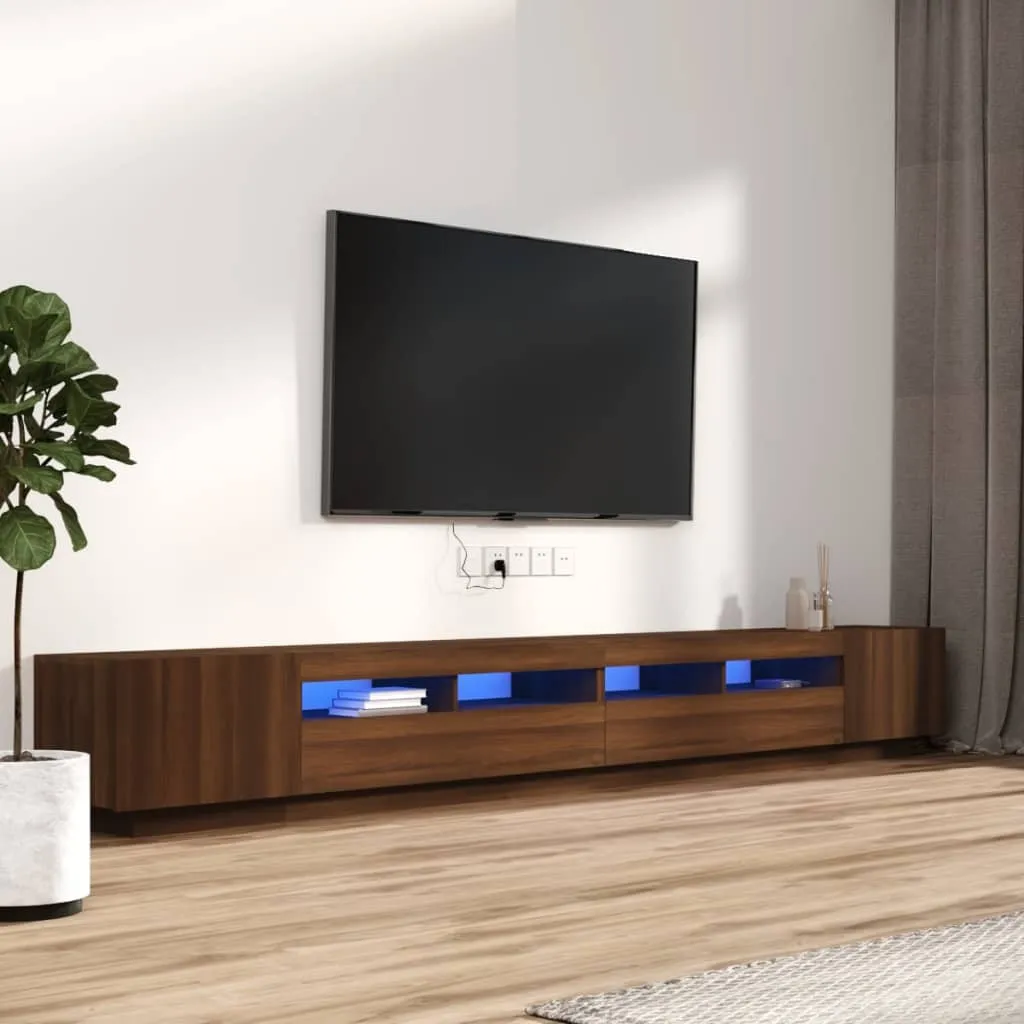 vidaXL Set Mobili TV 3pz con Luci LED Rovere Marrone Legno Multistrato