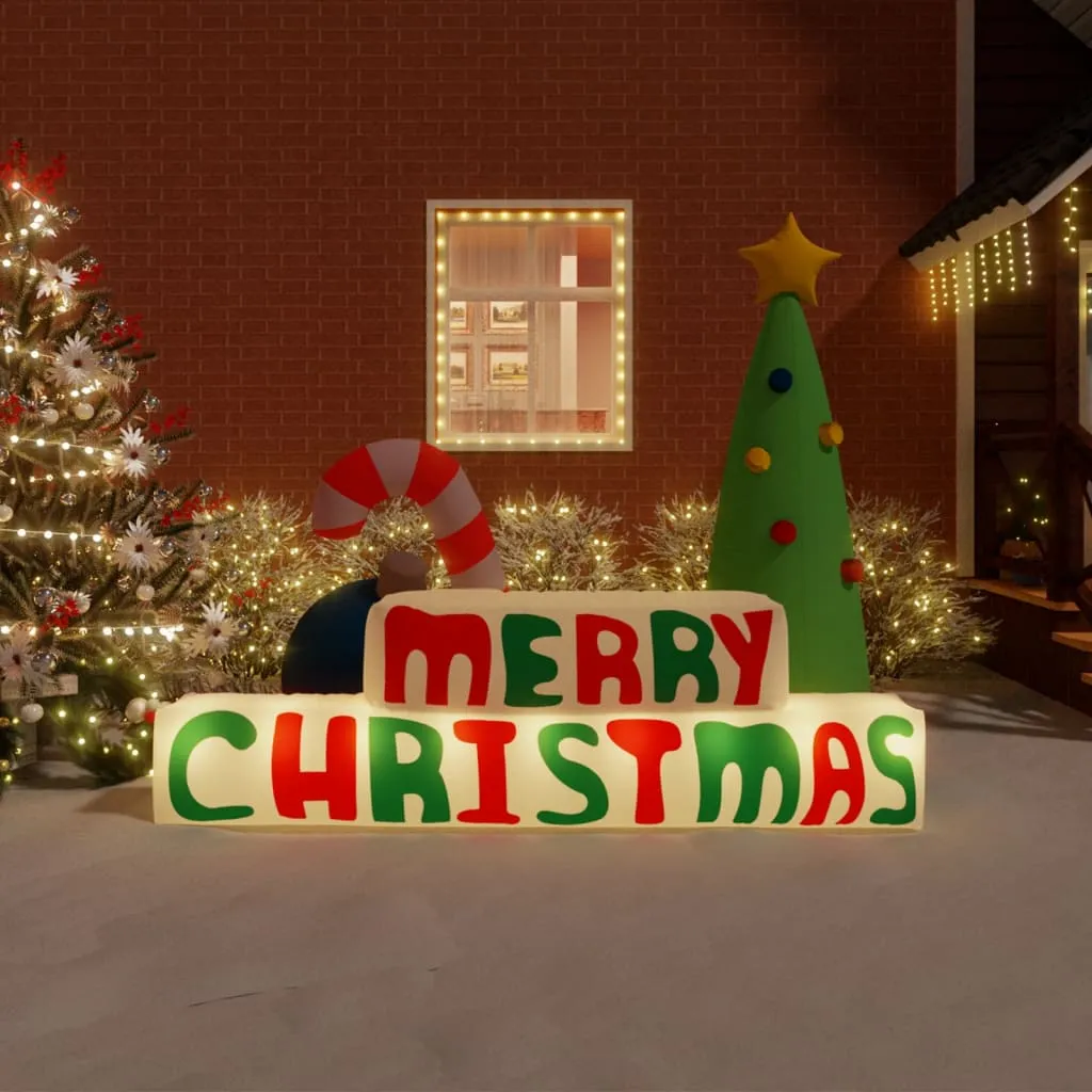 vidaXL Decorazione Gonfiabile Merry Christmas con LED 197 cm