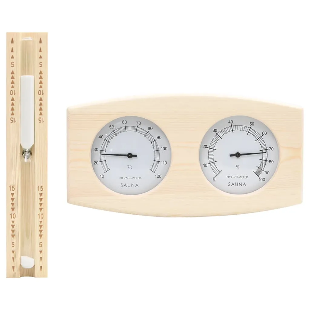 vidaXL Set Timer Igrotermografo e Clessidra Sauna 2 in 1 Massello Pino