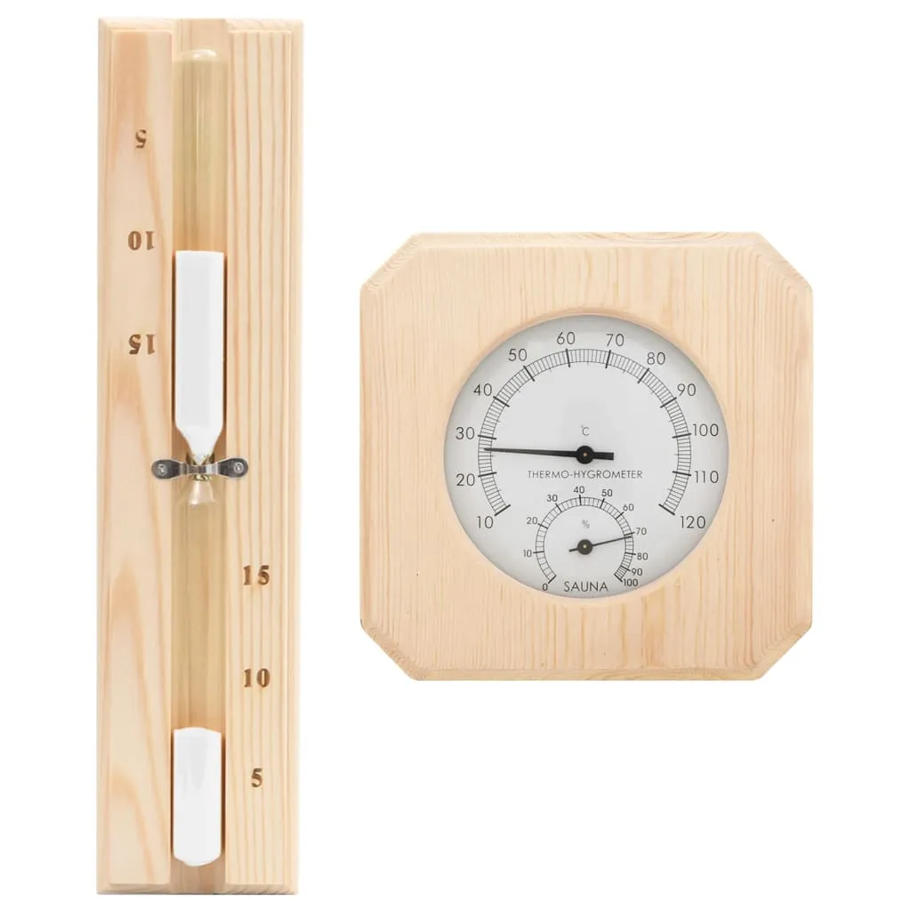 vidaXL Set Timer Igrotermografo e Clessidra Sauna 2 in 1 Massello Pino